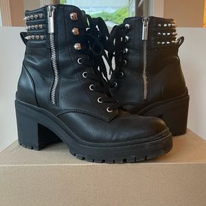 Steve Madden Vegan Leather Studded Combat Boots